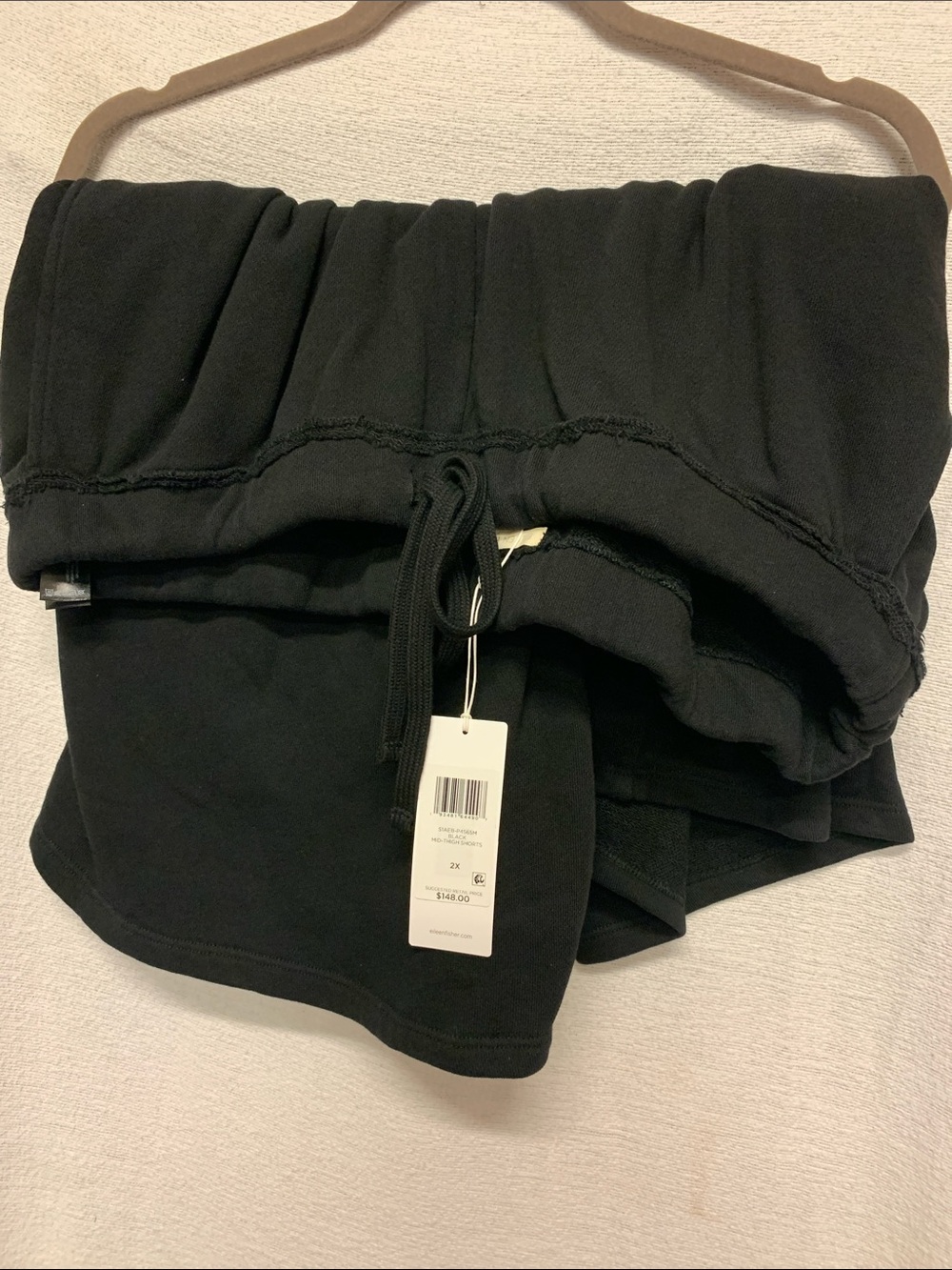 Eileen Fisher Women’s NEW Black Mid-Thigh Shorts W/Pockets & Drawstring Size 2X